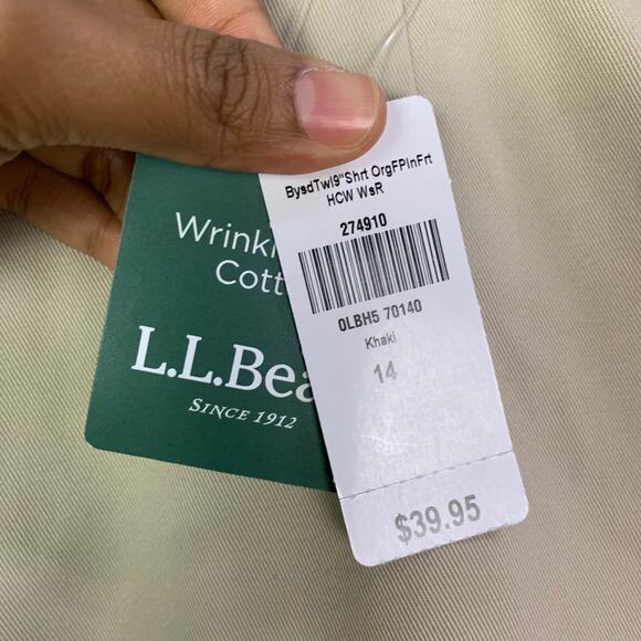 NEW LL Bean Chino Shorts 9" Original Fit Women's SZ 14 Khaki Wrinkle free - Picture 3 of 12